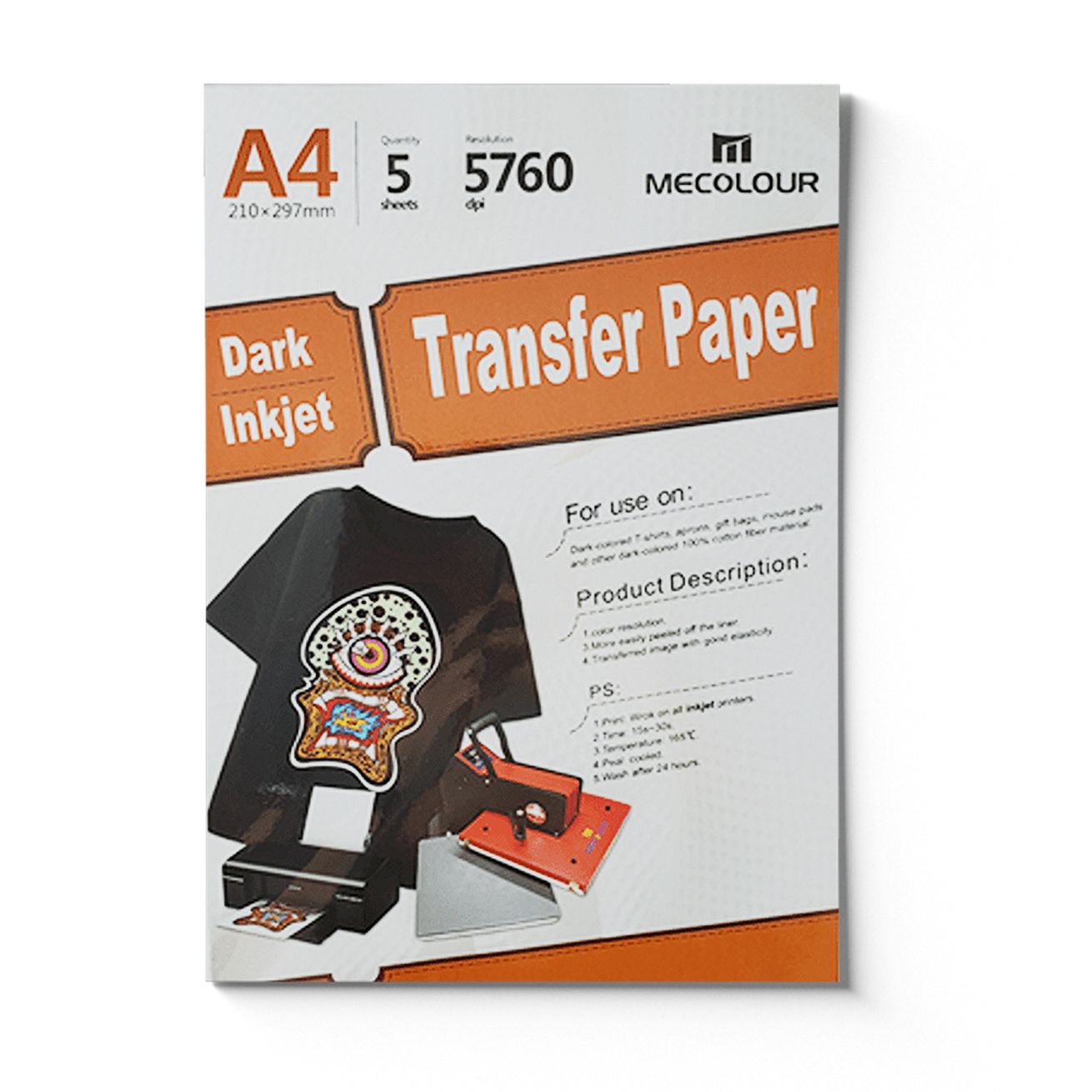 Papel Transfer Dark Inkjet Mecolour Formato A4- 5 Folhas - socd-mob